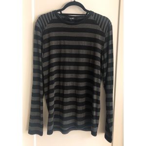 Soft Gray and Black Striped Henley